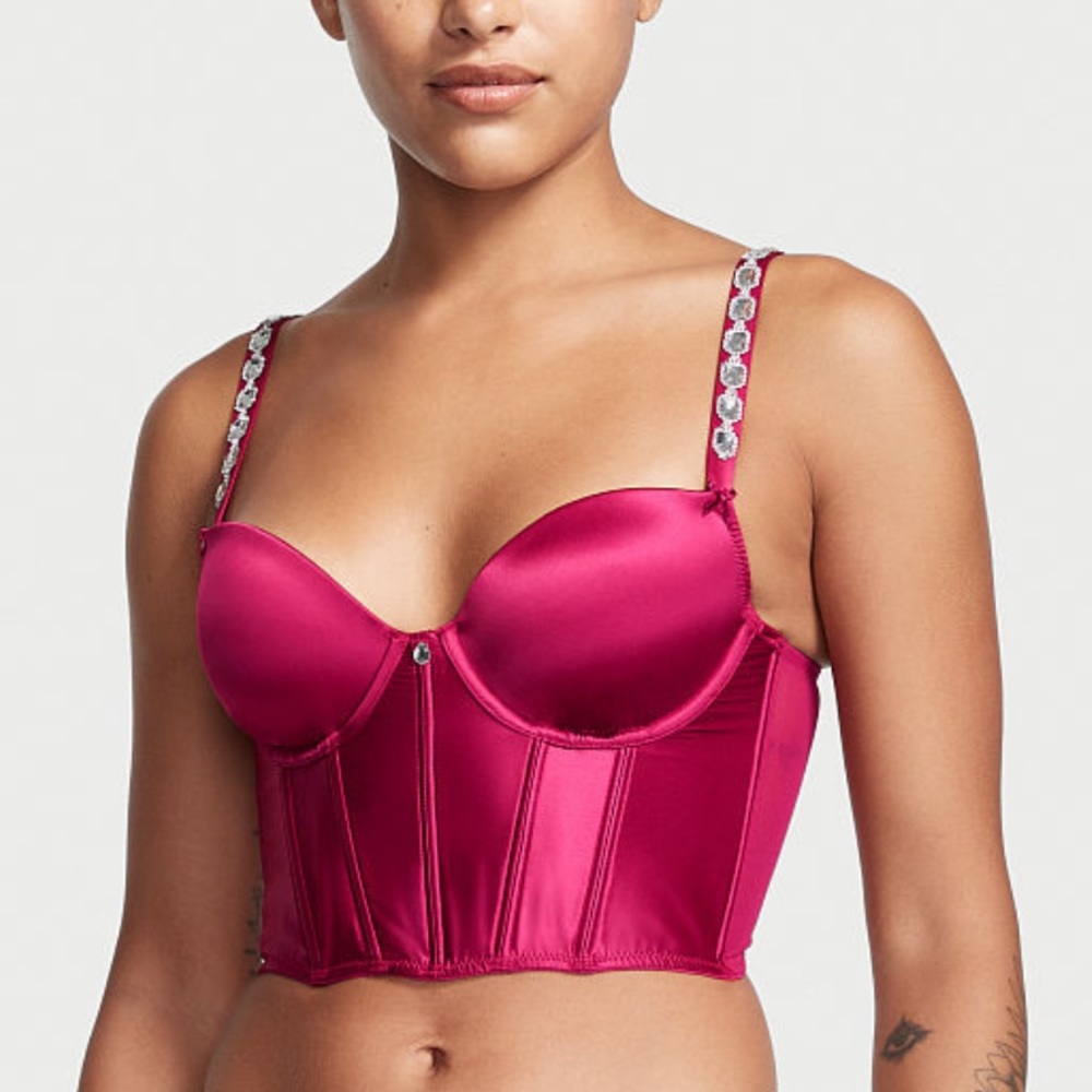 NWT Victoria’s Secret Dream Angels Bejeweled Strap Satin Corset Top